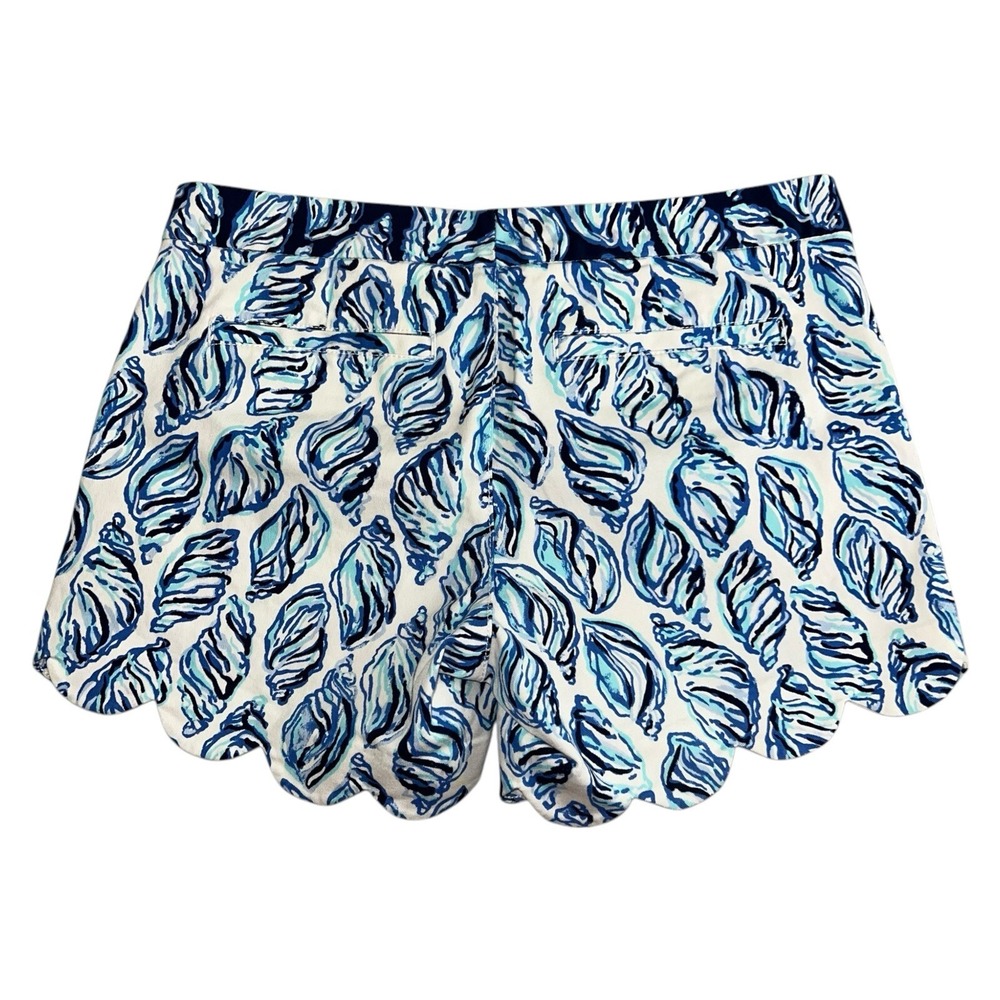 Lilly Pulitzer Womens 2 Blue Seashell Buttercup‎ Stretch Short 5" Inseam